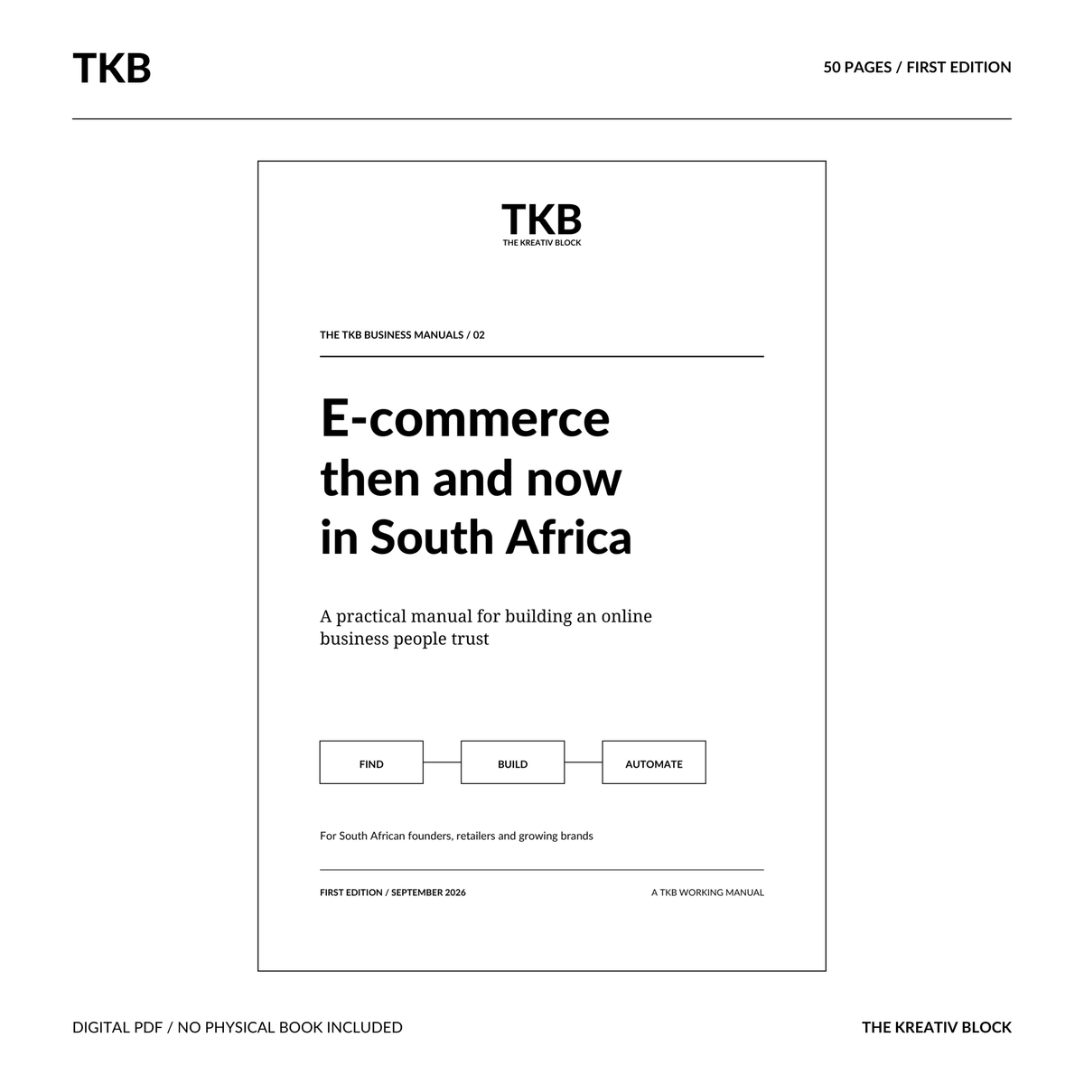 E-commerce then and now in South Africa by The Kreativ Block, a 50-page digital PDF manual for South African entrepreneurs.