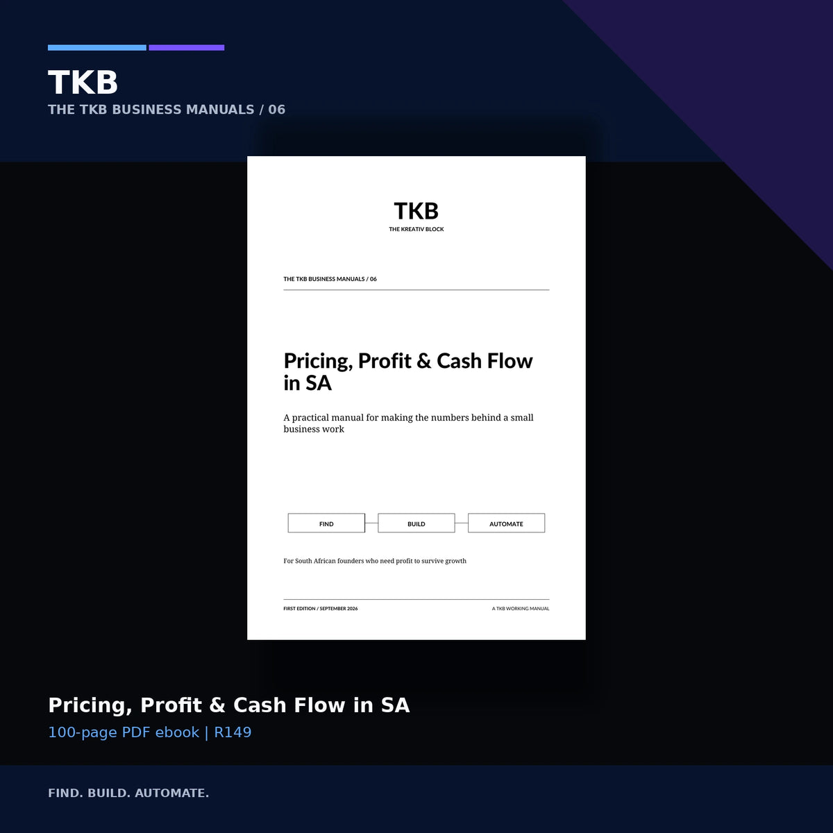 Cover of Pricing, Profit and Cash Flow in SA, TKB Business Manuals volume 06.